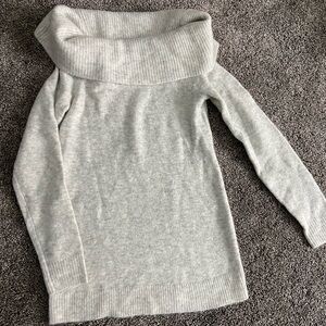 Ann Taylor Factory Light Gray Cowl Neck Sweater